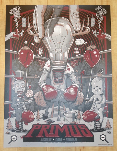 2017 Primus - Pittsburgh Silkscreen Concert Poster by Darin Shock