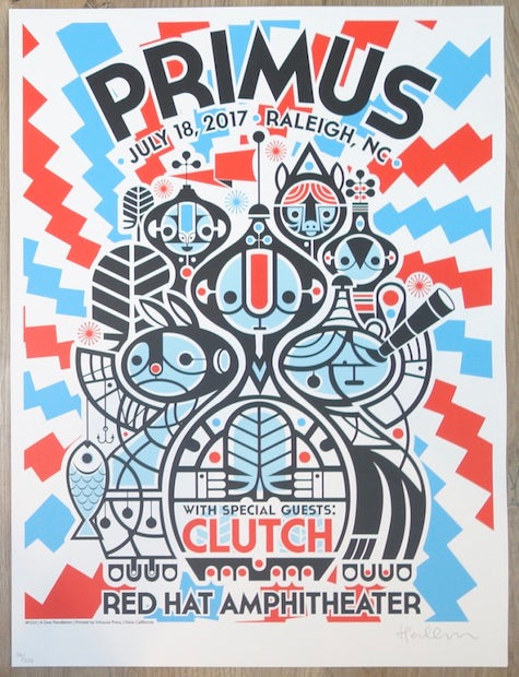 2017 Primus - Raleigh Silkscreen Concert Poster by Don Pendleton