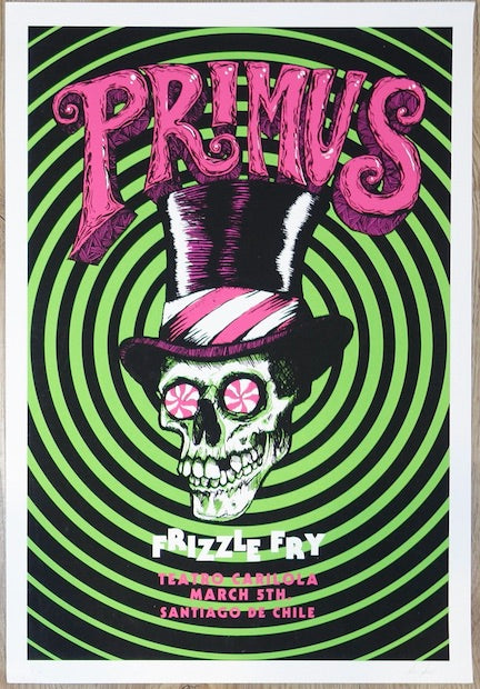2017 Primus - Santiago Silkscreen Concert Poster by Helena Kraken