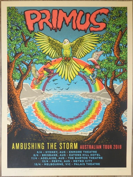 2018 Primus - Australia Tour Silkscreen Concert Poster by Dan Grissom & Tim Doyle