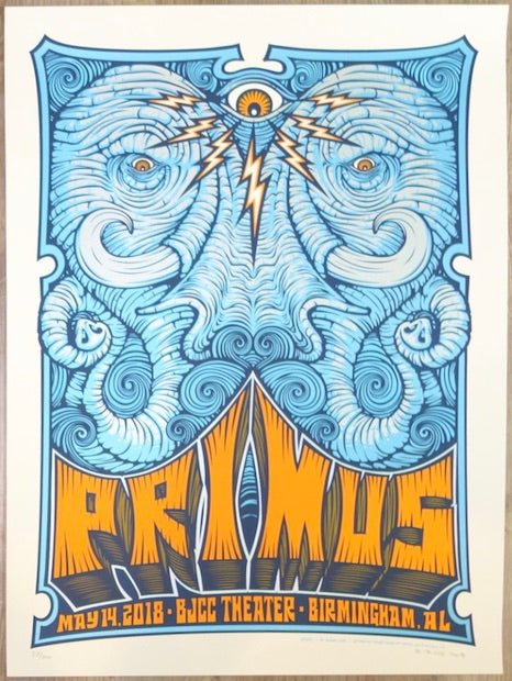 2018 Primus - Birmingham Silkscreen Concert Poster by Reuben Rude