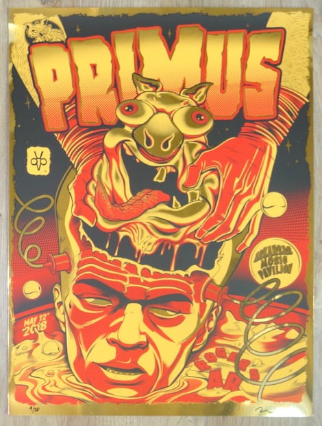 2018 Primus - Rogers Gold Foil Variant Silkscreen Concert Poster by Zombie Yeti