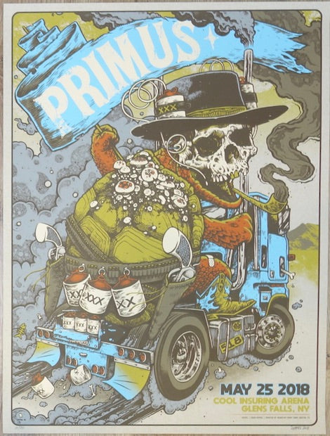 2018 Primus - Glens Falls Silkscreen Concert Poster by Dan Dippel