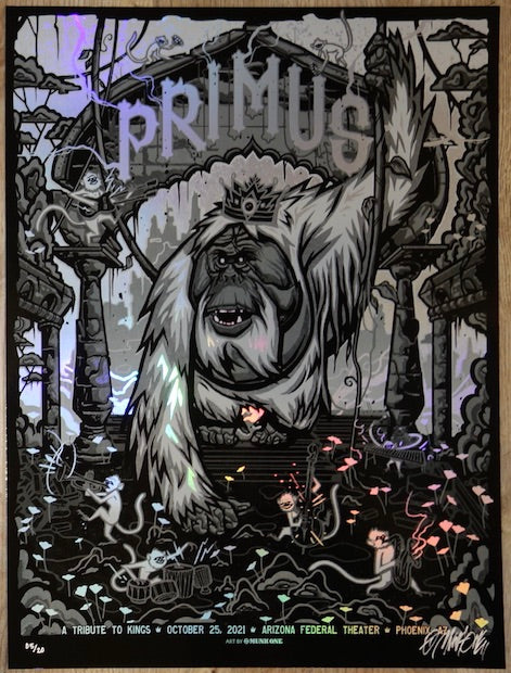 2021 Primus - Phoenix Monochrome Foil Variant Silkscreen Concert Poster by Munk One