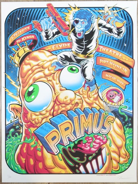 2022 Primus - Fort Wayne Silkscreen Concert Poster by Zombie Yeti