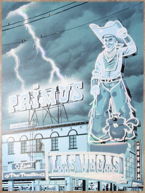 2022 Primus - Las Vegas White Glitter Foil Variant Concert Poster by Darin Shock