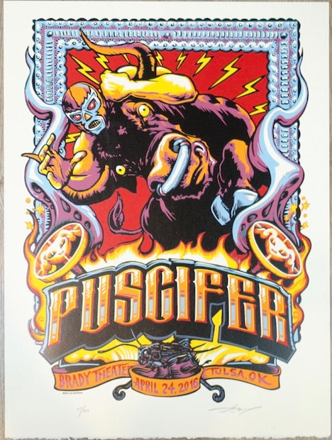 2016 Puscifer - Tulsa Linocut Concert Poster by AJ Masthay