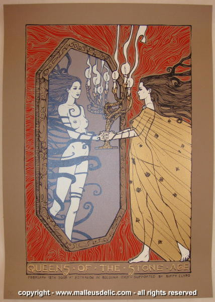 2008 Queens of the Stone Age - Bologna Silkscreen Concert Poster by Malleus