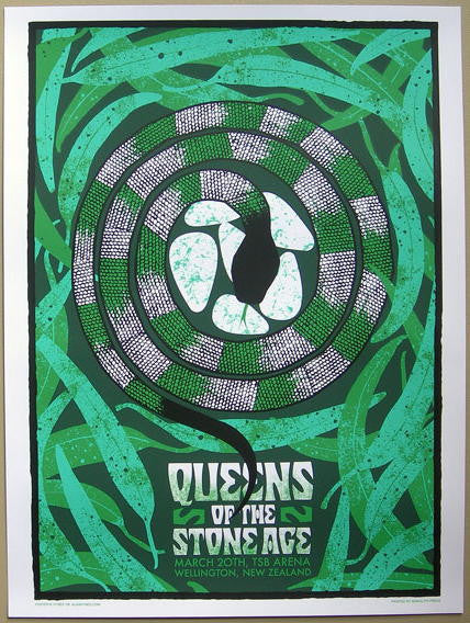 2008 Queens of the Stone Age - New Zealand Silkscreen Concert Poster by Alan Hynes