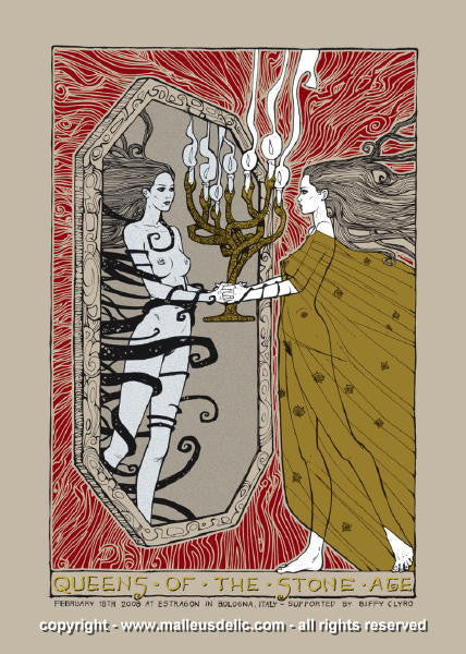 2008 Queens of the Stone Age - Bologna AE Silkscreen Concert Poster by Malleus