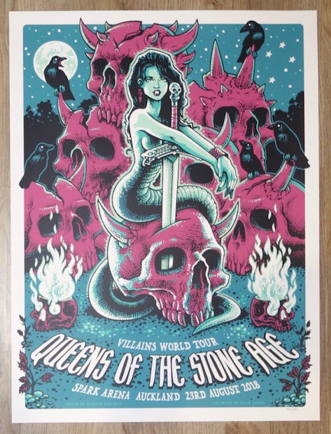 2018 Queens of the Stone Age - Auckland Silkscreen Concert Poster by Blair Sayer