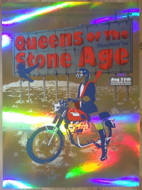 2018 Queens of the Stone Age - Christchurch Foil Variant Concert Poster by Chris Thornley