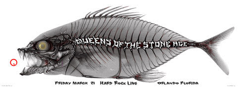 2003 Queens of the Stone Age - Bonefish Concert Poster by Emek