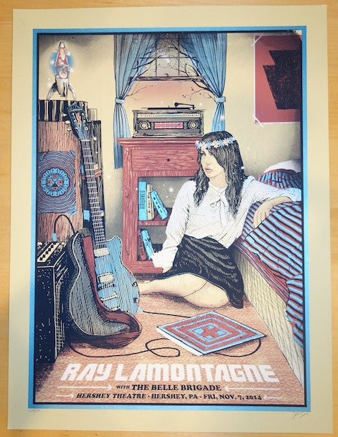 2014 Ray Lamontagne - Hershey Silkscreen Concert Poster by Zeb Love