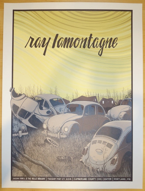 2014 Ray Lamontagne - Portland Silkscreen Concert Poster by Justin Santora