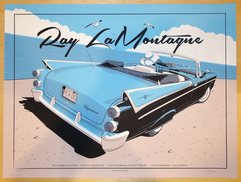 2014 Ray LaMontagne - Santa Barbara Silkscreen Concert Poster by Charles Crisler