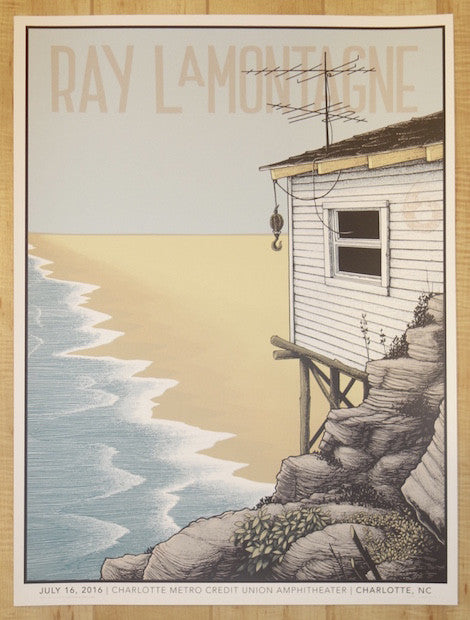 2016 Ray Lamontagne - Charlotte Silkscreen Concert Poster by Justin Santora