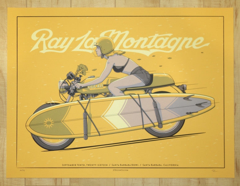 2016 Ray Lamontagne - Santa Barbara Silkscreen Concert Poster by Charles Crisler
