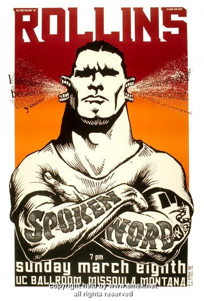 1998 Henry Rollins - Missoula Silkscreen Concert Poster by Emek