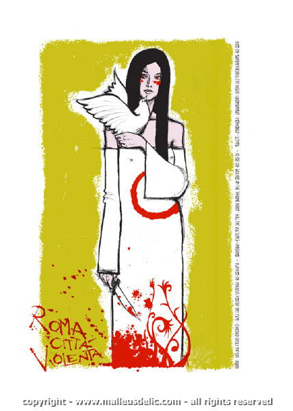 2009 Roma Citta Violenta Festival - Rome Silkscreen Concert Poster by Malleus