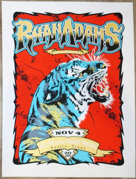 2022 Ryan Adams - Austin Silkscreen Concert Poster by Billy Perkins