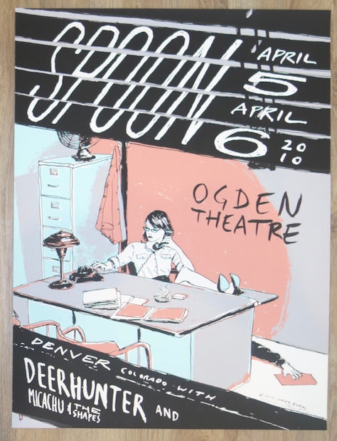 2010 Spoon - Denver Silkscreen Concert Poster by Casey Burns