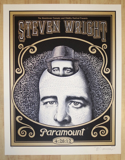 2012 Steven Wright - Austin Silkscreen Concert Poster by Emek