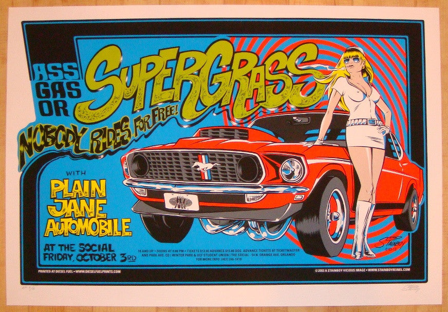 2003 Supergrass - Silkscreen Concert Poster by Stainboy