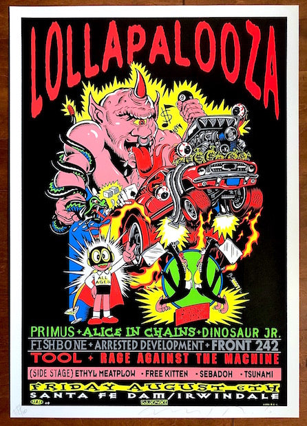 1993 Lollapalooza - Irwindale Silkscreen Concert Poster by TAZ 1993 Lollapalooza - Irwindale Silkscreen Concert Poster by TAZ