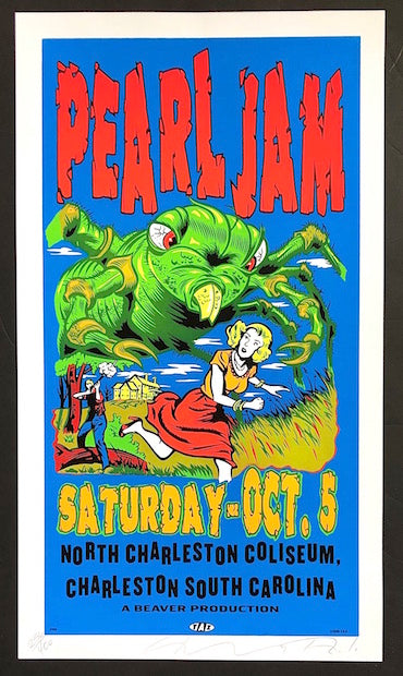 1996 Pearl Jam - Charleston Silkscreen Concert Poster by TAZ