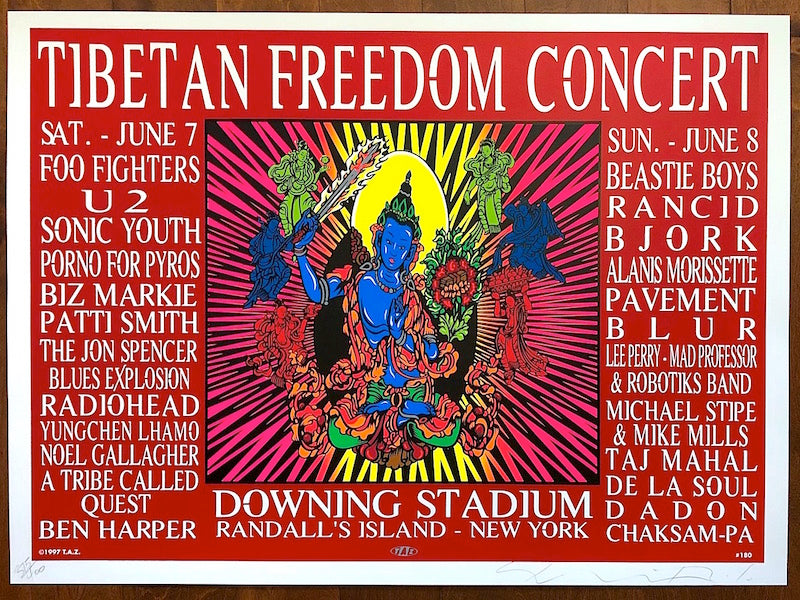 1997 Tibetan Freedom Concert - NYC Silkscreen Concert Poster by TAZ