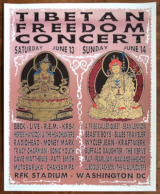 1998 Tibetan Freedom Concert - Washington DC Silkscreen Concert Poster by TAZ