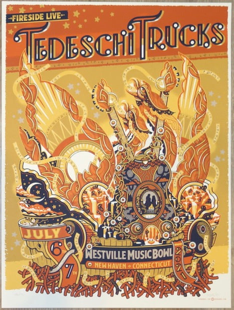 2021 Tedeschi Trucks - New Haven Silkscreen Concert Poster by Guy Burwell