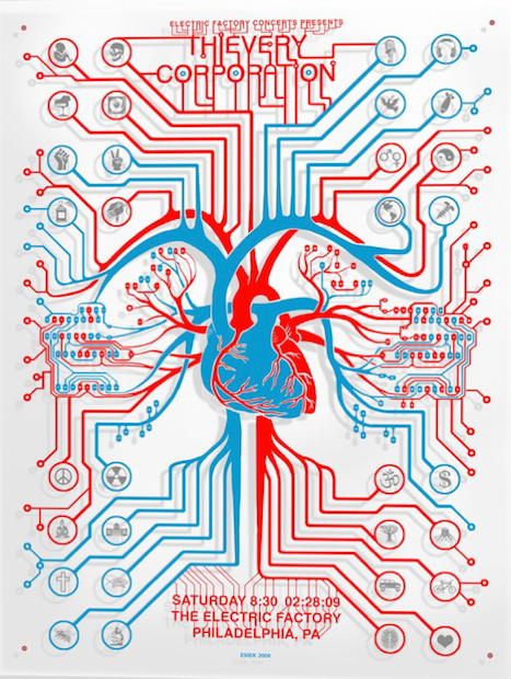 2009 Thievery Corporation - Philadelphia Clear Plexiglass Concert Poster by Emek