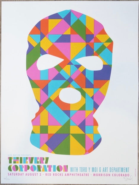 2013 Thievery Corporation - Red Rocks Silkscreen Concert Poster by Dan Stiles