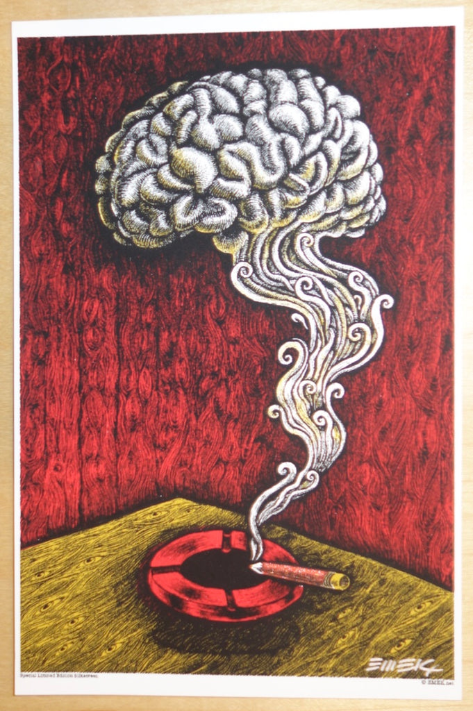 200x Smokin' Brain - Red/Yellow Silkscreen Handbill by Emek