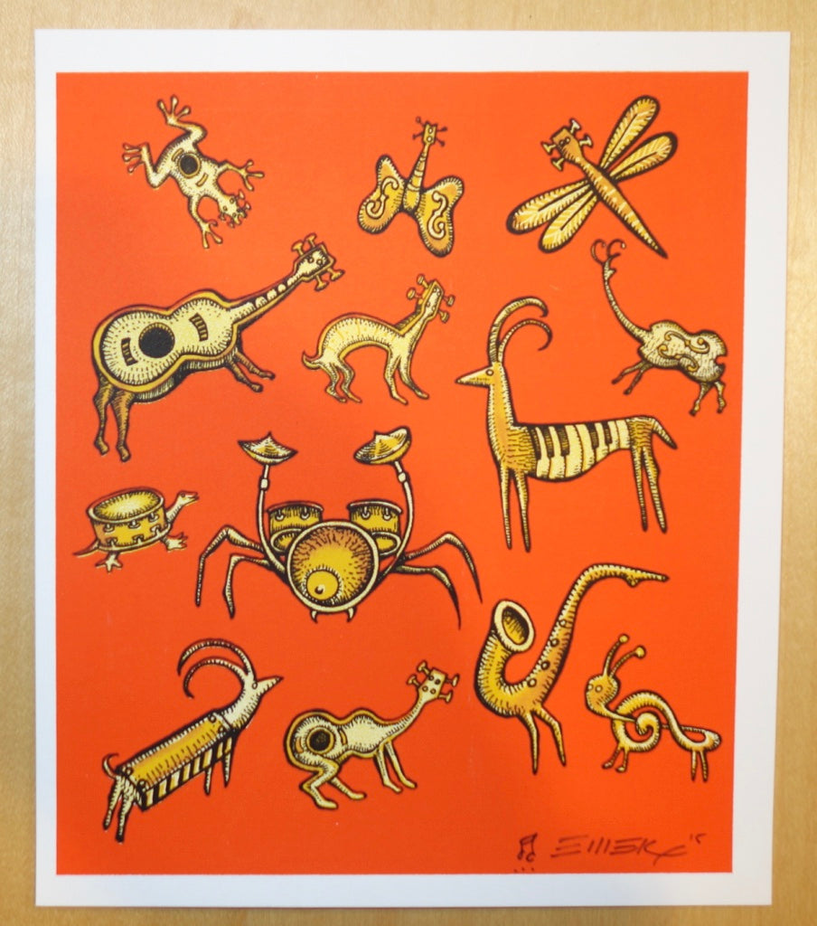 2015 Musical Animals - Red/Orange Silkscreen Handbill by Emek