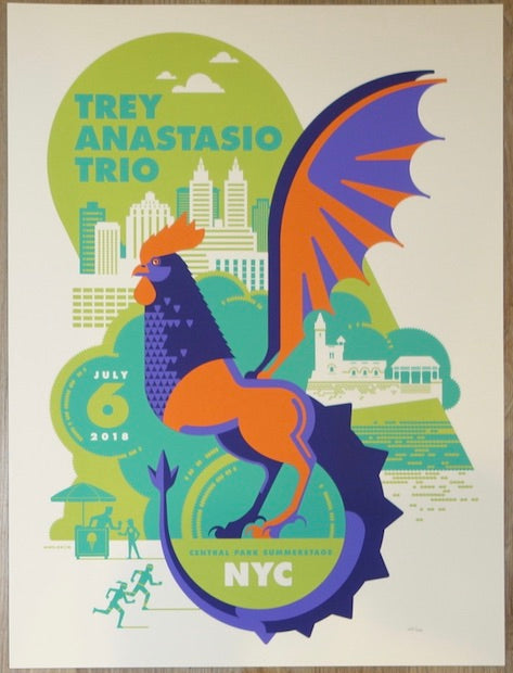2018 Trey Anastasio Trio - NYC Silkscreen Concert Poster by Tom Whalen