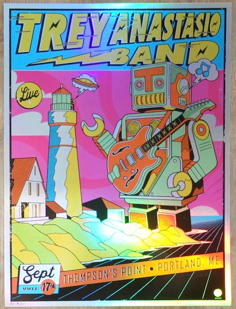 2021 Trey Anastasio - Portland Foil Variant Concert Poster by Ivan Minsloff