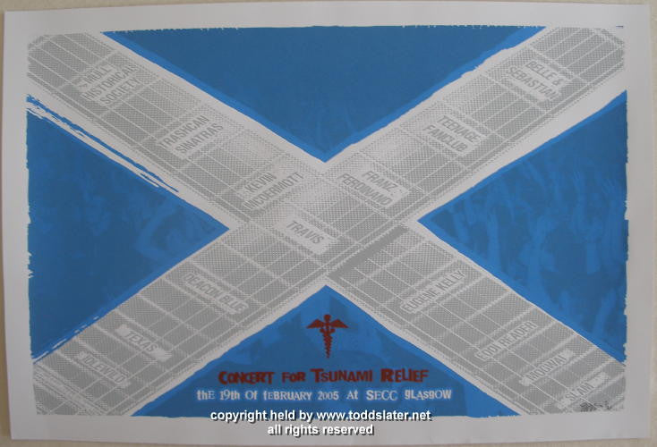 2005 Mogwai & Idlewild - Glasgow Tsunami Relief Concert Poster by Todd Slater