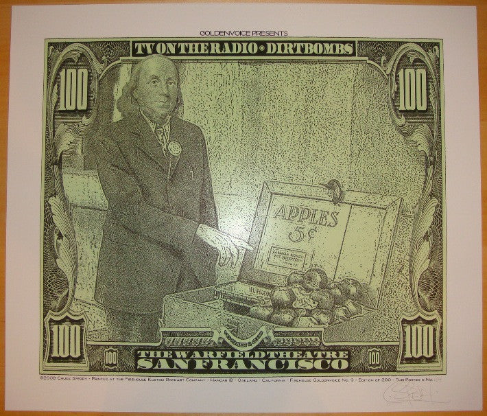 2008 TV on the Radio - San Francisco Silkscreen Concert Poster by Chuck Sperry