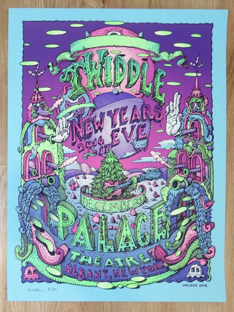 2016 Twiddle - NYE Albany Silkscreen Concert Poster by David Welker