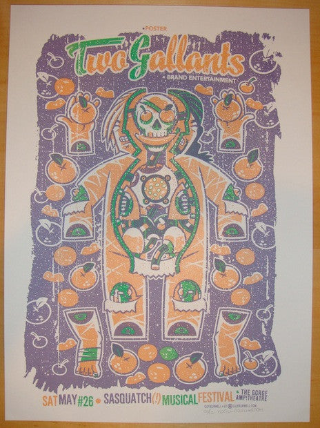 2007 Two Gallants - Sasquatch! Silkscreen Concert Poster by Guy Burwell