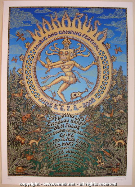 2008 Wakarusa Festival - Silkscreen Concert Poster by Emek
