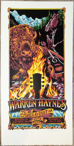 2015 Warren Haynes - Denver/Aspen Linocut Concert Poster by AJ Masthay