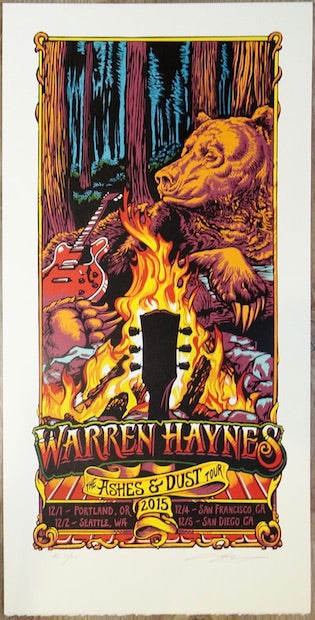 2015 Warren Haynes - West Coast Linocut Concert Poster by AJ Masthay