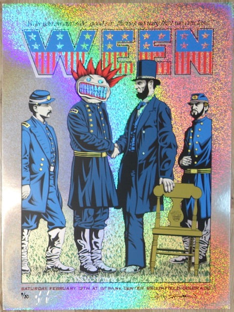 2011 Ween - Broomfield II Sparkle Foil Variant Concert Poster by Justin Hampton