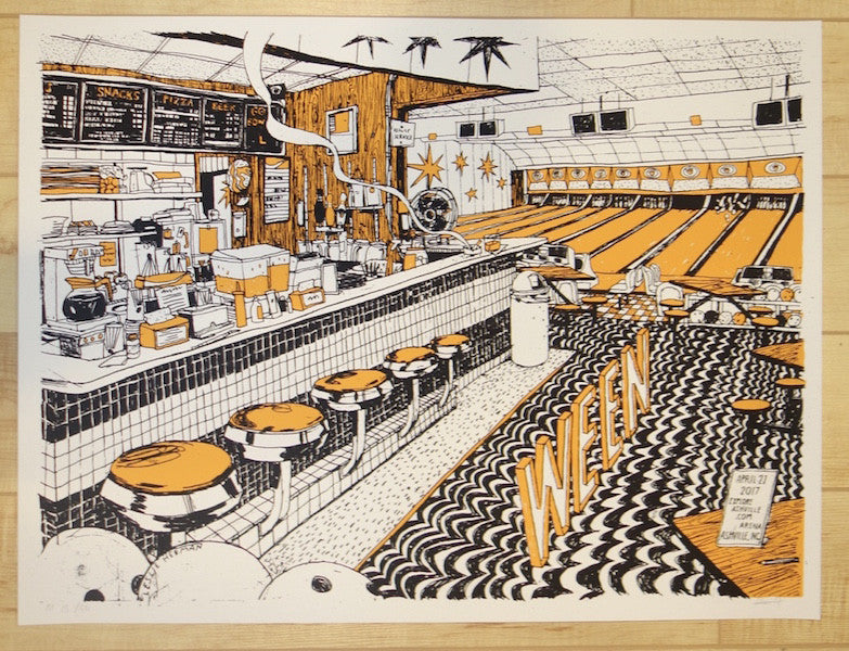2017 Ween - Asheville Silkscreen Concert Poster by Leslie Herman