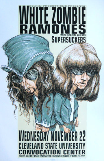 1995 White Zombie & Ramones - Cleveland Concert Poster by Derek 1995 White Zombie & Ramones - Cleveland Concert Poster by Derek