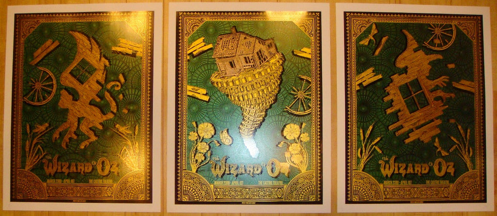 2012 "Wizard of Oz" - Green Silkscreen Movie Poster Set of 3 by David O'Daniel